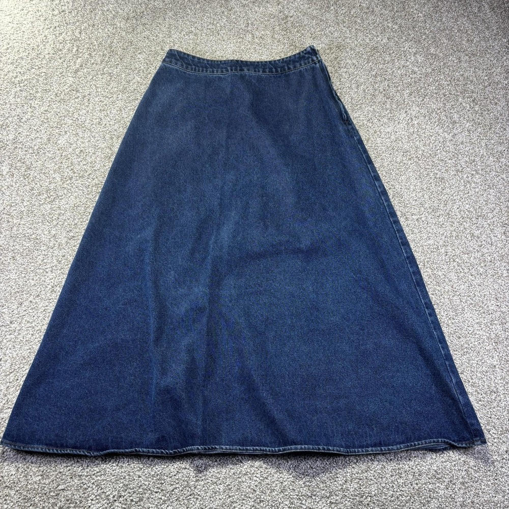 Tuckernuck Skirt Womens 0 Blue Denim Long A Line Side Zip Casual Everyday